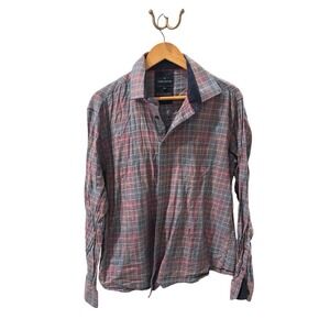 Daniel Hechter Paris Mens Large Plaid Button Down‎ Long Sleeve Modern Fit Shirt